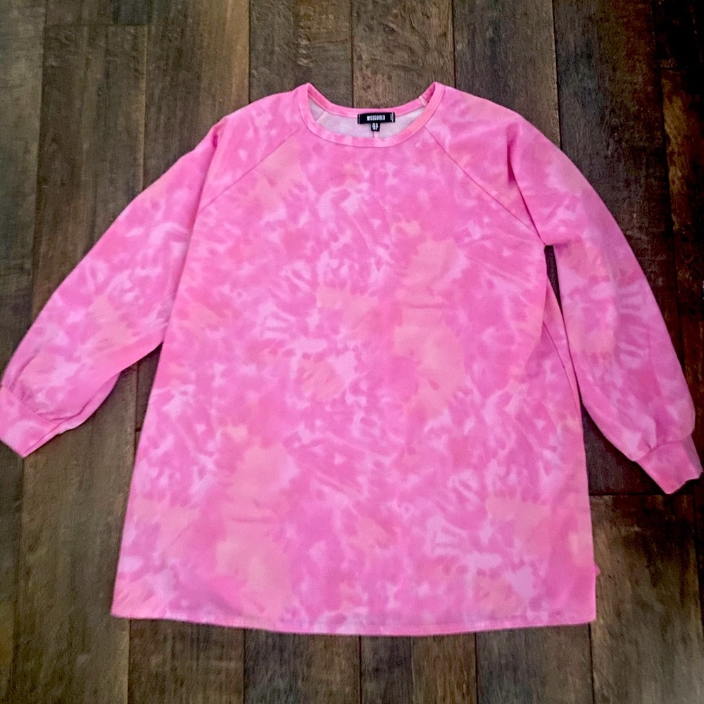 Misguided pink tie dye sweater dress